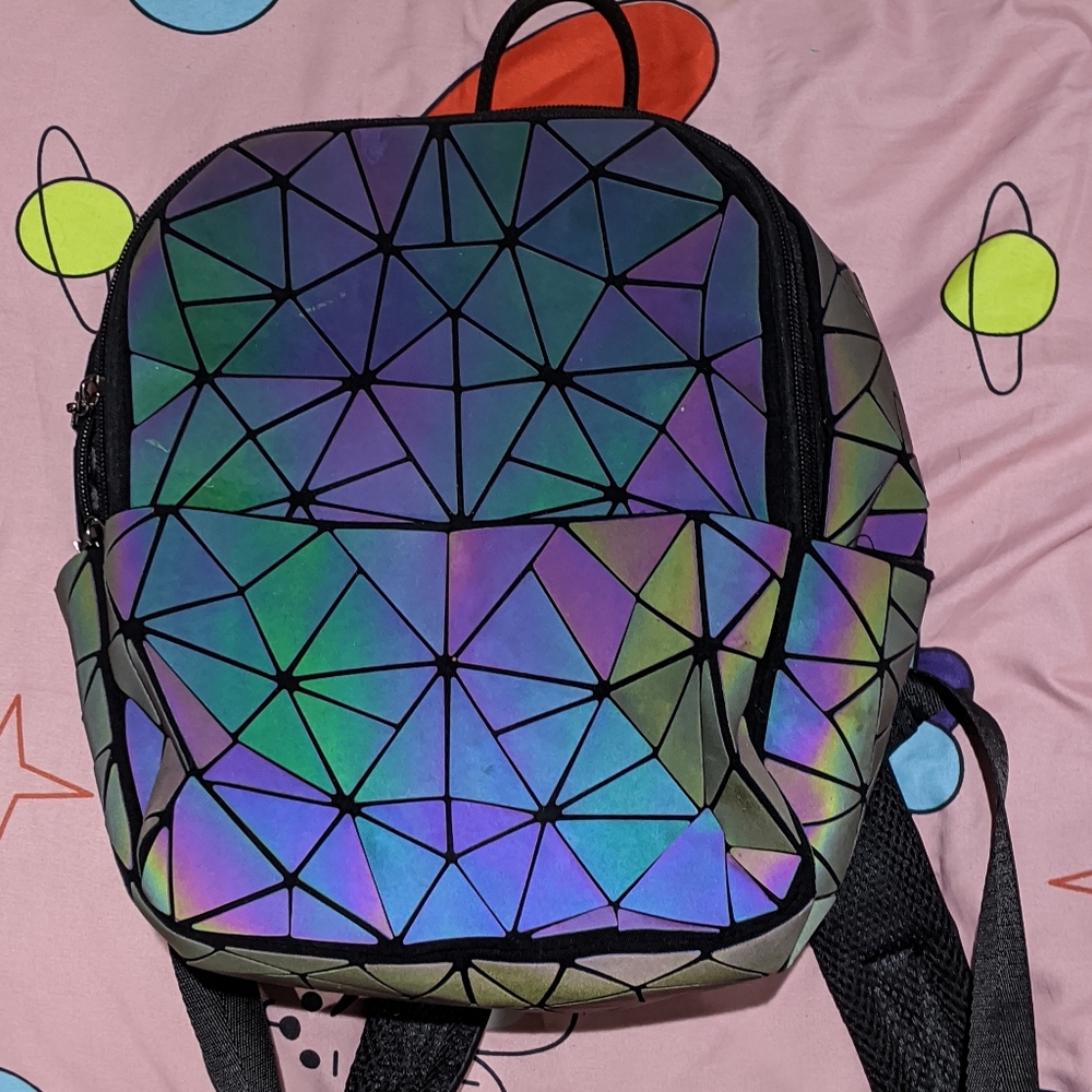 Holographic mini backpack